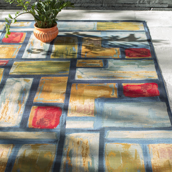 Unique Loom Eden Green/Blue/Beige/Red Indoor / Outdoor Area Rug
